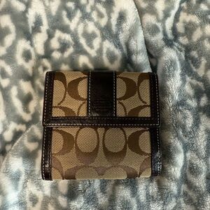Coach Signature Brown and Tan Card Holder